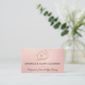 Rose Gold Clearing Service House QR Code Sparkle Visitenkarte (Stehend Vorderseite)