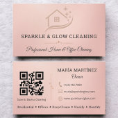 Rose Gold Clearing Service House QR Code Sparkle Visitenkarte