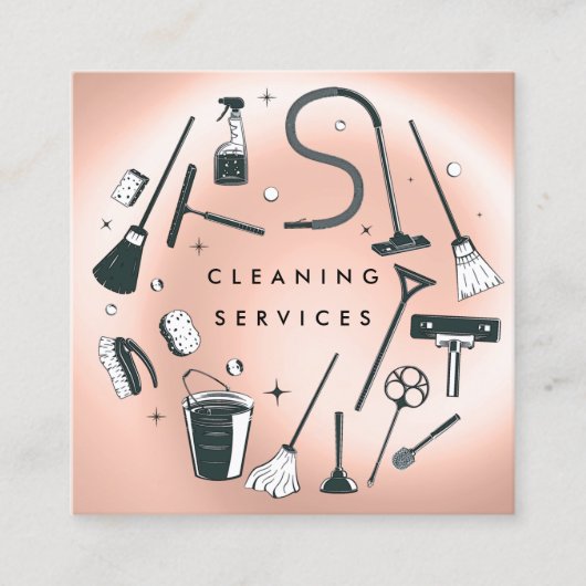 Rose Gold Clearing Services Square Quadratische Visitenkarte (Vorderseite)