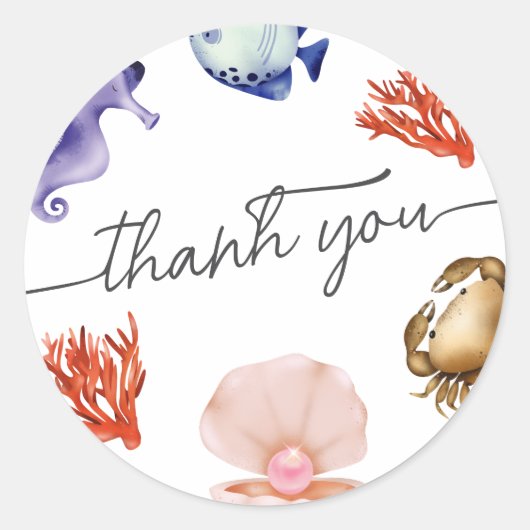 Rose gold Coastal Chic Watercolor thank you Runder Aufkleber (Vorderseite)