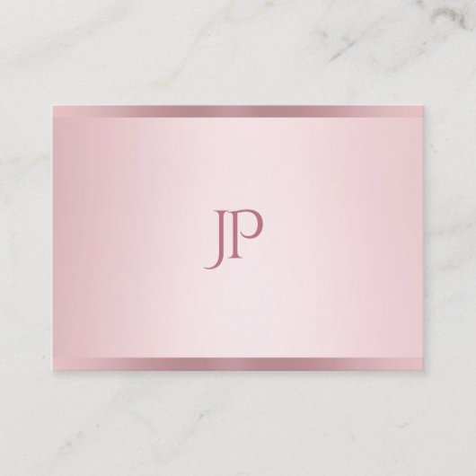 Rose Gold Color Modern Monogram Einfache Vorlage Visitenkarte (Vorderseite)