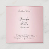 Rose Gold Color Modernste handgeschriebene Berufli Quadratische Visitenkarte (Rückseite)