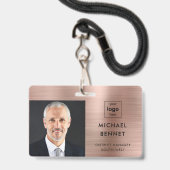 Rose Gold Company Foto ID Ausweis (Front with Lanyard)