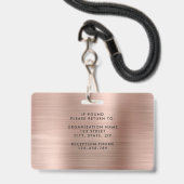 Rose Gold Company Foto ID Ausweis (Back with Lanyard)