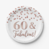 Rose Gold Confetti 60 und fabelhaft Pappteller (Vorderseite)