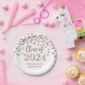 Rose Gold Confetti Abschluss 2024 Pappteller (Party)