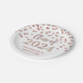 Rose Gold Confetti Abschluss 2024 Pappteller (Schrägansicht)