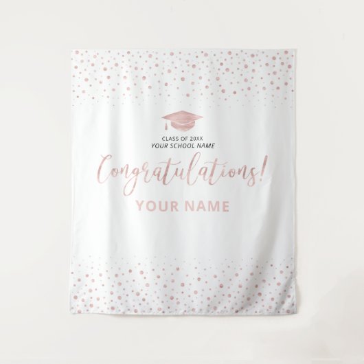 Rose Gold Confetti | Abschluss der Begrüßung Gesto Wandteppich (Vorderseite)