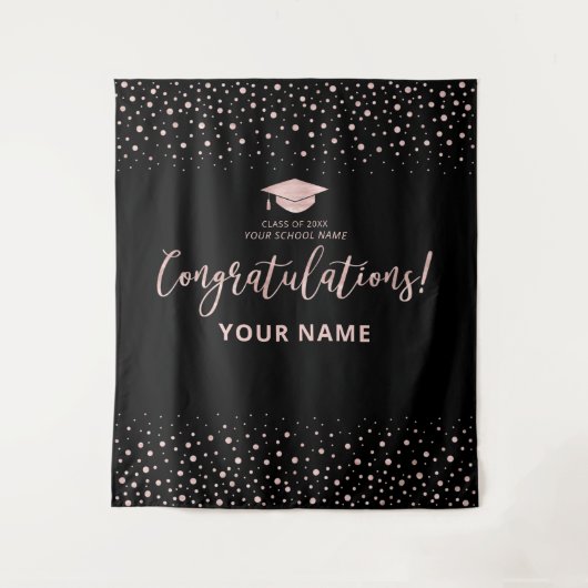 Rose Gold Confetti | ABSCHLUSS Wandteppich (Vorderseite)