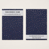 Rose Gold Confetti auf Navy Earring Holding Card (Vorne & Hinten)