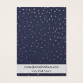 Rose Gold Confetti auf Navy Earring Holding Card (Rückseite)