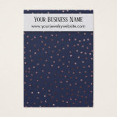Rose Gold Confetti auf Navy Earring Holding Card (Vorderseite)