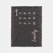 Rose Gold Confetti Baby Girl Monatsmilestone Fleecedecke (Vorderseite)