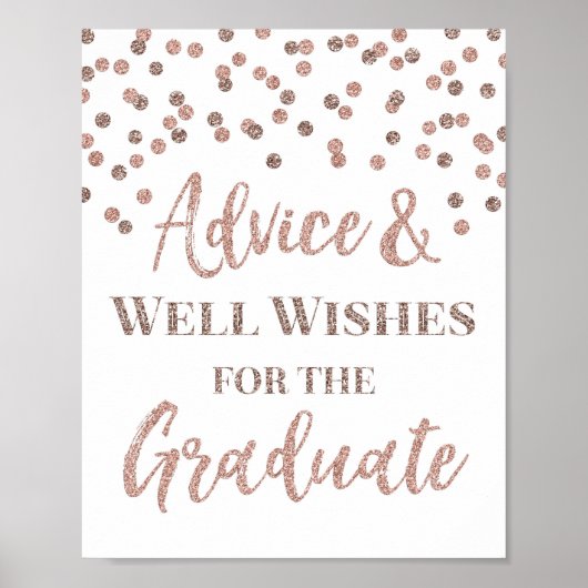 Rose Gold Confetti Beratung für Graduate Sign Poster (Vorne)