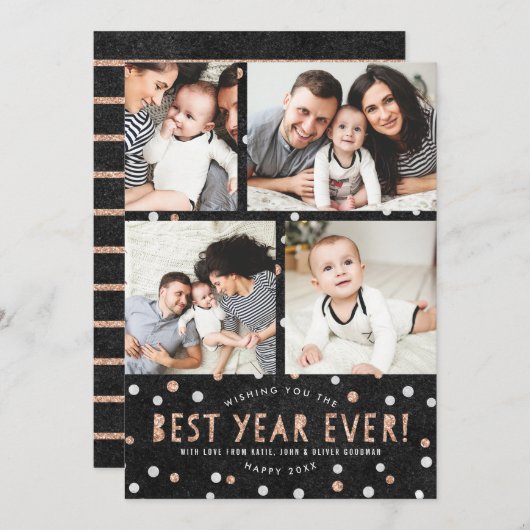 Rose Gold Confetti Bestes Jahr überhaupt! Fotokart (Vorne/Hinten)