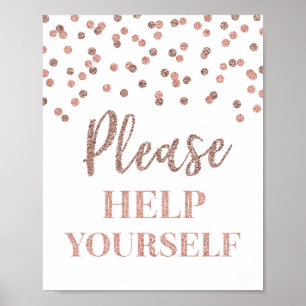 Rose Gold Confetti Bitte helfen Sie sich bei der A Poster