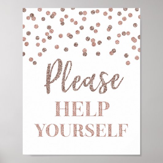 Rose Gold Confetti Bitte helfen Sie sich bei der A Poster (Vorne)