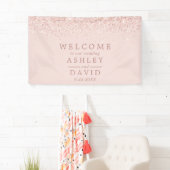 Rose Gold Confetti Blush Pink Hochzeit Willkommen Banner (Insitu)