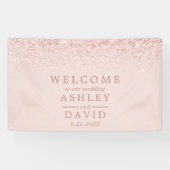 Rose Gold Confetti Blush Pink Hochzeit Willkommen Banner (Horizontal)