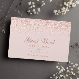 Rose Gold Confetti Blush Pink Modern Chic Wedding Gästebuch