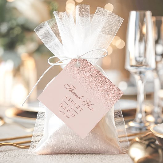 Rose Gold Confetti Blush Pink Moderne Hochzeit Geschenkanhänger