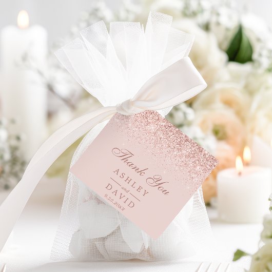 Rose Gold Confetti Blush Pink Moderne Hochzeit Geschenkanhänger