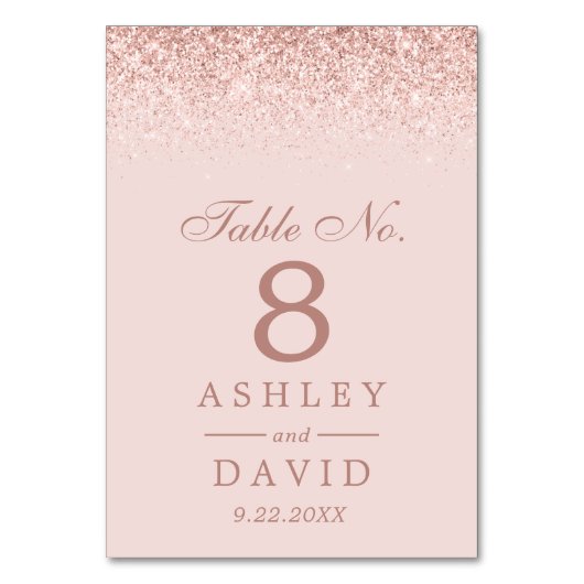 Rose Gold Confetti Blush Pink Moderne Hochzeit Tischnummer (Vorderseite)