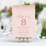 Rose Gold Confetti Blush Pink Moderne Hochzeit Tischnummer<br><div class="desc">Rose Gold Confetti Blush Pink Moderne Hochzeit Tischnummer. Schöne Vintage Glam Rose Gold Konfetti vor einem rot rosa Hintergrund. Dieses maßgeschneiderte,  moderne Design kann leicht mit Ihren eigenen Details personalisiert werden.</div>