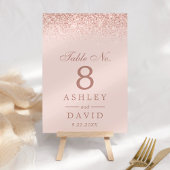 Rose Gold Confetti Blush Pink Moderne Hochzeit Tischnummer
