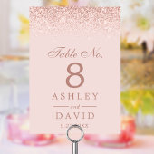 Rose Gold Confetti Blush Pink Moderne Hochzeit Tischnummer