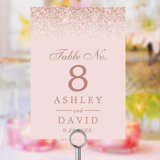 Rose Gold Confetti Blush Pink Moderne Hochzeit Tischnummer