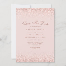 Rose Gold Confetti Blush Pink Moderne Save The Date