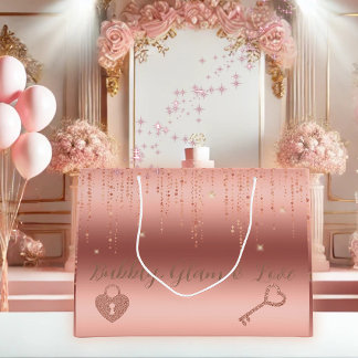 Rose Gold Confetti Brautparty Große Geschenktüte