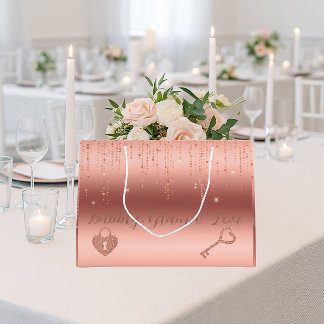 Rose Gold Confetti Brautparty Große Geschenktüte