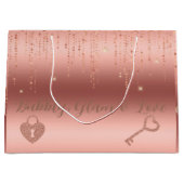 Rose Gold Confetti Brautparty Große Geschenktüte (Vorderseite)