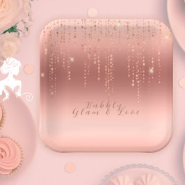 Rose Gold Confetti Brautparty Pappteller
