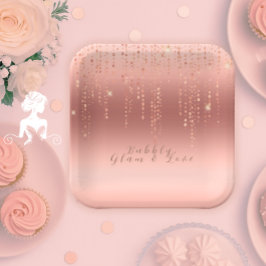 Rose Gold Confetti Brautparty Pappteller