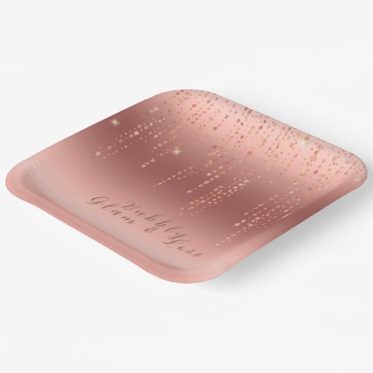 Rose Gold Confetti Brautparty Pappteller (Gewinkelt)
