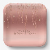 Rose Gold Confetti Brautparty Pappteller (Vorderseite)