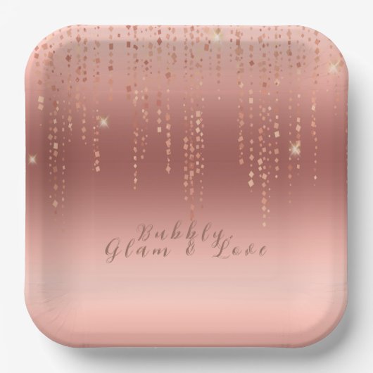 Rose Gold Confetti Brautparty Pappteller (Vorderseite)