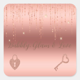 Rose Gold Confetti Brautparty Quadratischer Aufkleber