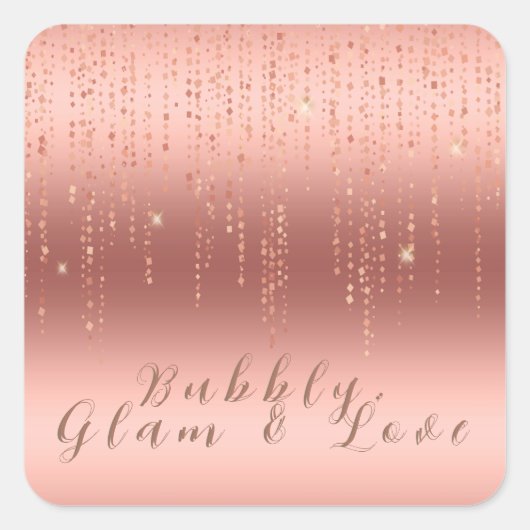 Rose Gold Confetti Brautparty Quadratischer Aufkleber (Vorderseite)