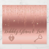 Rose Gold Confetti Brautparty Schaumweinetikett (Einzelnes Label)