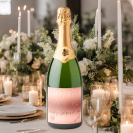Rose Gold Confetti Brautparty Schaumweinetikett