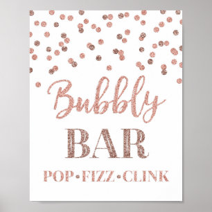 Rose Gold Confetti Bubbly Bar Sign Poster
