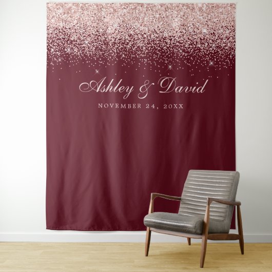Rose Gold Confetti Burgundy Foto Stand Hintergrund Wandteppich (Beispiel)