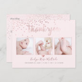 Rose Gold Confetti Chic Pinselschrift Danke Postkarte (Vorne/Hinten)