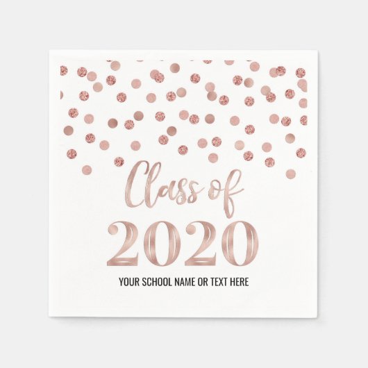 Rose Gold Confetti Class of 2020 Abschluss Serviette (Vorderseite)