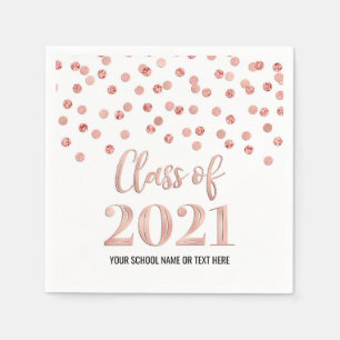 Rose Gold Confetti Class of 2021 Abschluss Serviette