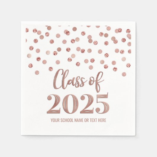 Rose Gold Confetti Class of 2025 Napkins Serviette (Vorderseite)